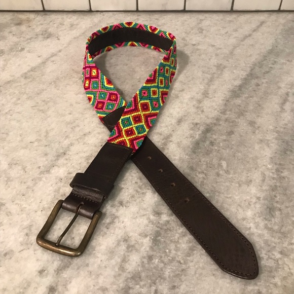 Chiapas Woven Belt Eclectic Array Womens Small Cotton Candy Boho Multi Color - Picture 3 of 8